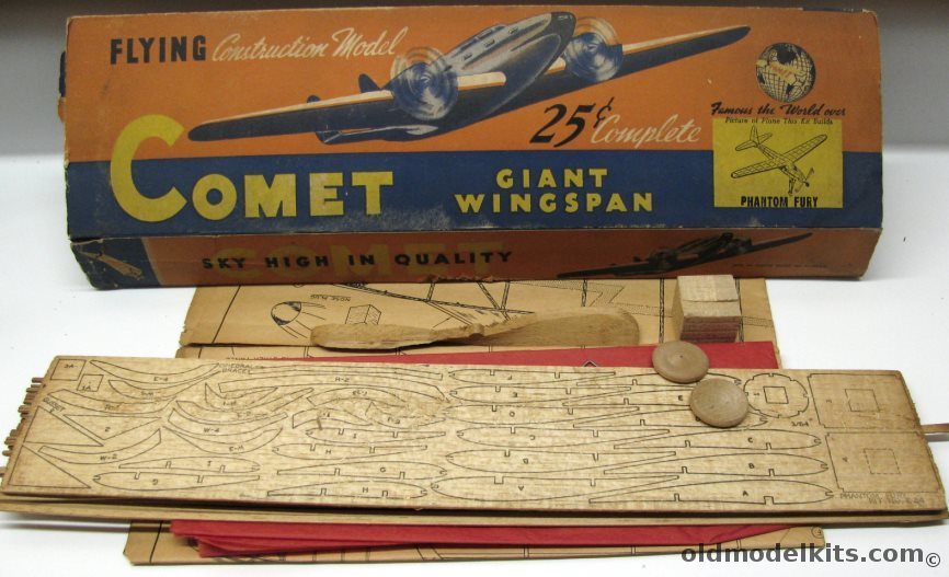 Comet Phantom Fury - 32 Inch Wingspan Flying Airplane - Plans by Robert Reder co-founder of Monogram, E24 plastic model kit